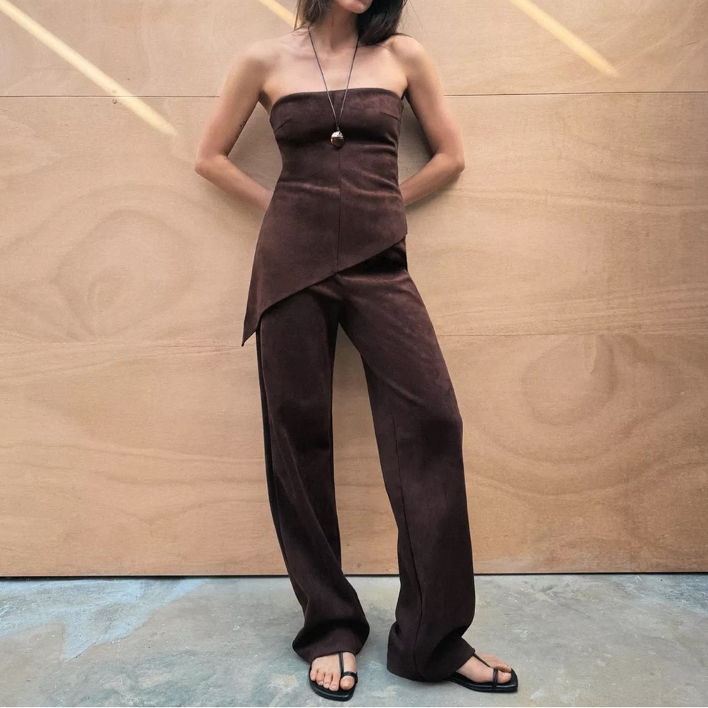 Zara Faux Suede Assymetric Top XS